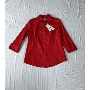 Women's Button-Down, Corpcor Red, Shirt, Investments Gold Label Size 6, NWT